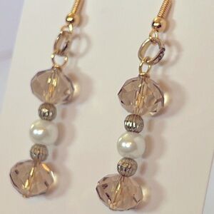 Cute, trendy handcrafted dangle earrings. Bead, wood, stone,crystals. S/G plated